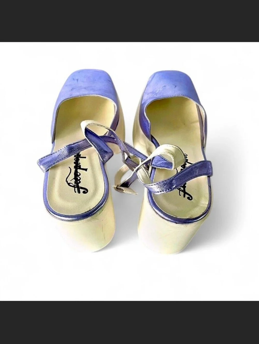 Free People Metallic Purple Stacked Platform Maryjanes – Size 37.5